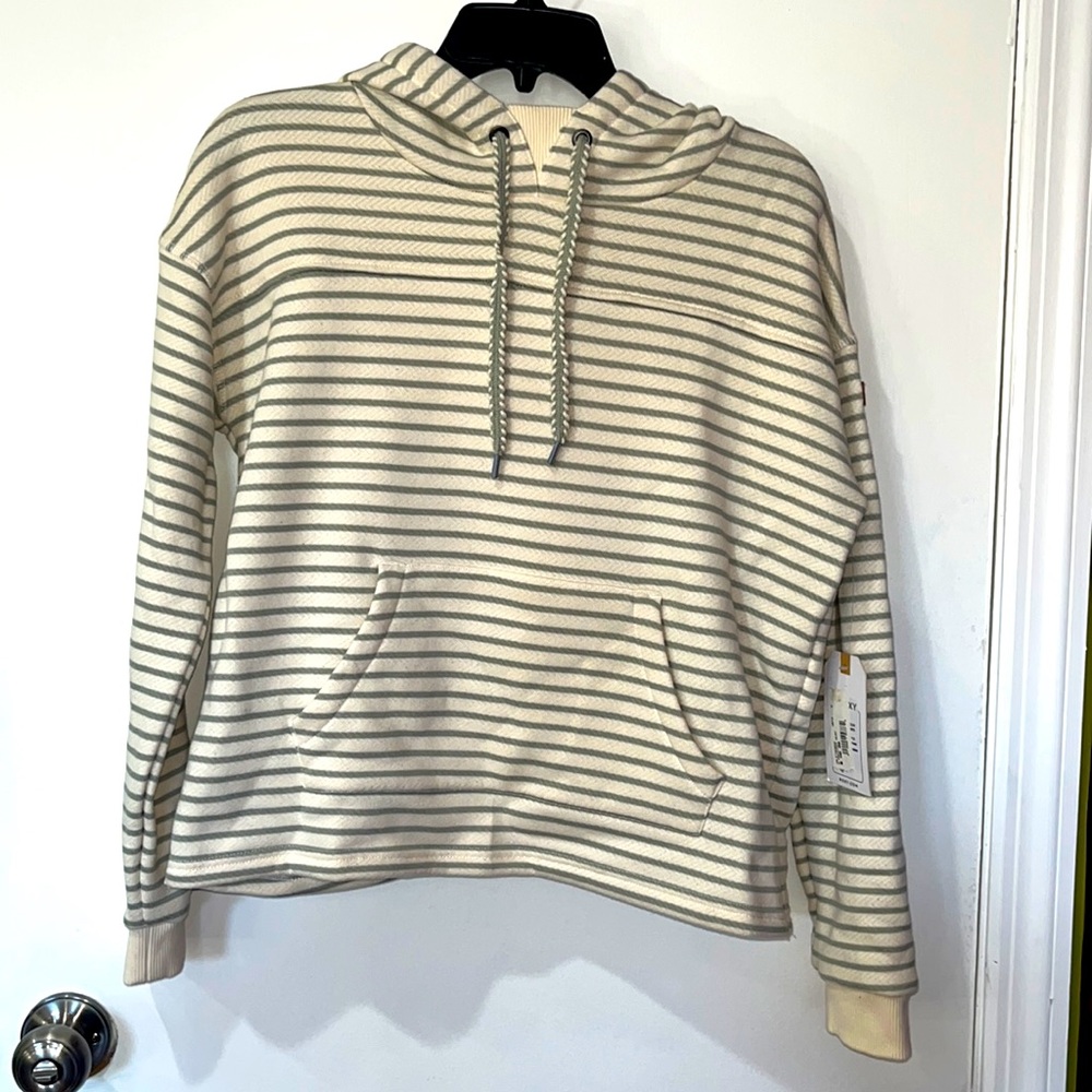 NWT Cream Striped Hoodie !!
